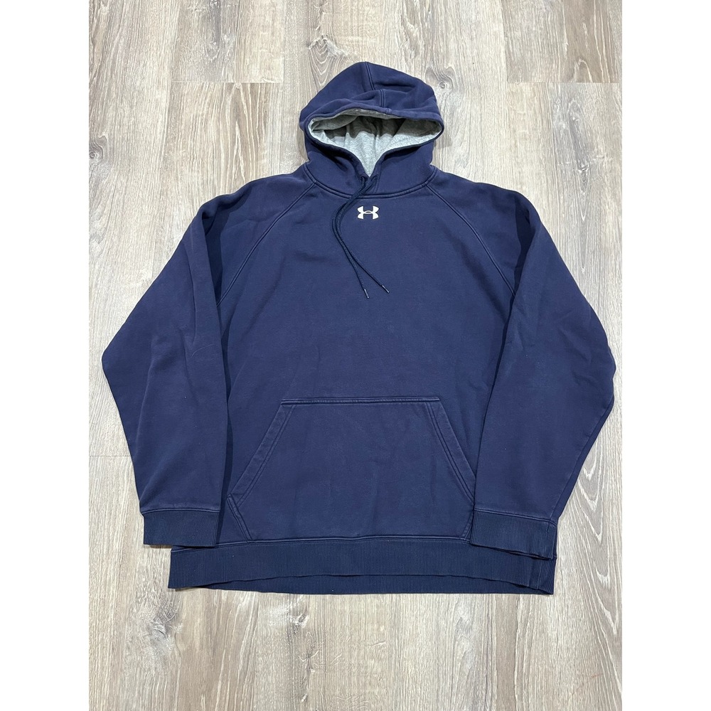 Under Armour Mens XL Navy Blue Loose Fit Pullover Hoodie Fleece Sweatshirt